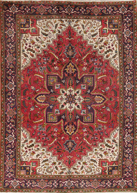Red Geometric Heriz Persian Hand-Knotted 6x9 Wool Area Rug