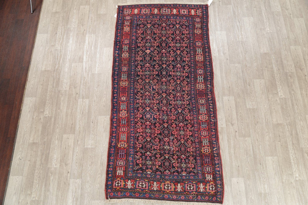 Vegetable Dye Antique Geometric Bidjar Persian Handmade 4x9 Wool Runner Rug