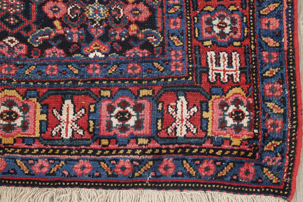 Vegetable Dye Antique Geometric Bidjar Persian Handmade 4x9 Wool Runner Rug