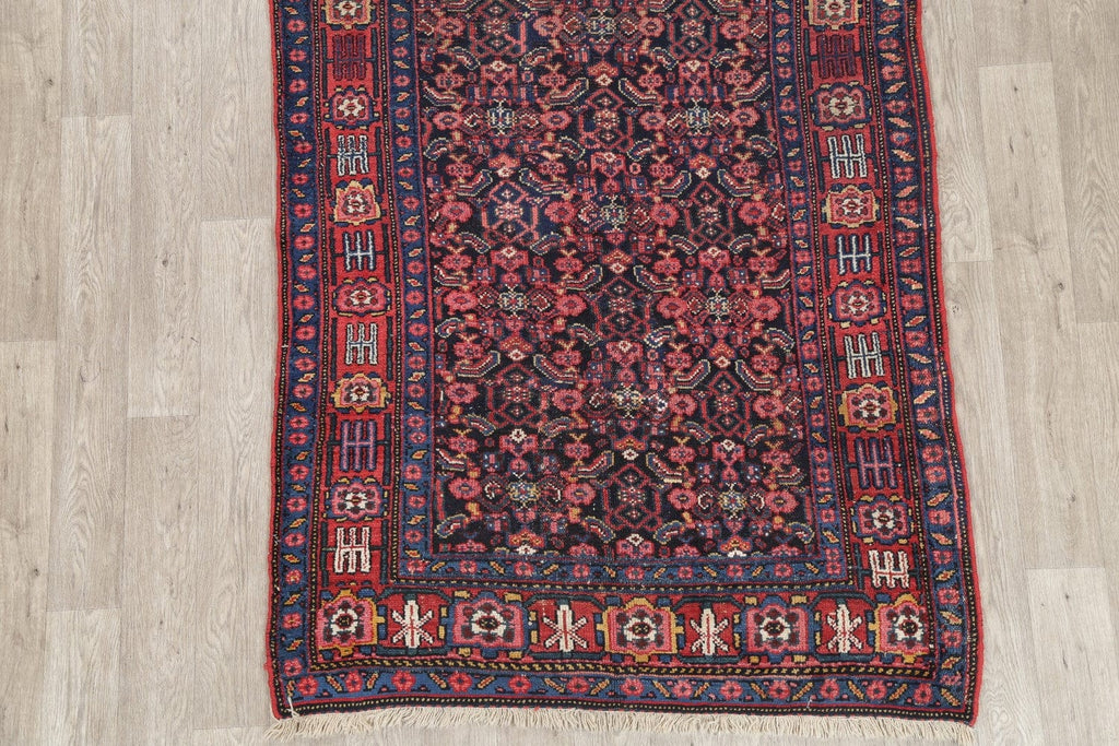 Vegetable Dye Antique Geometric Bidjar Persian Handmade 4x9 Wool Runner Rug