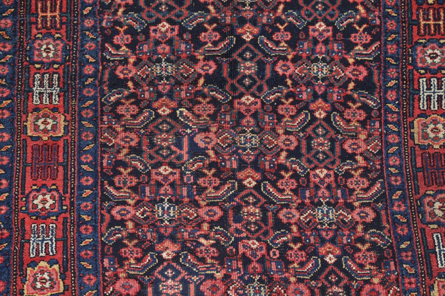 Vegetable Dye Antique Geometric Bidjar Persian Handmade 4x9 Wool Runner Rug