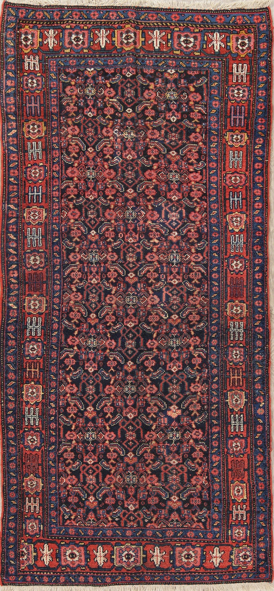 Vegetable Dye Antique Geometric Bidjar Persian Handmade 4x9 Wool Runner Rug