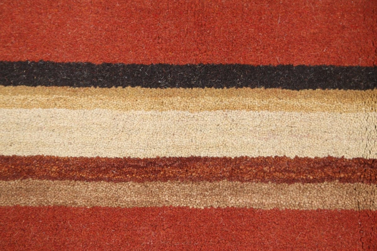 Modern Gabbeh Hand-Knotted 7x10 Wool Rug