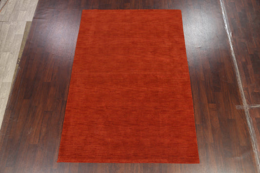 Solid Brick Red Gabbeh Indian Rug 6x9