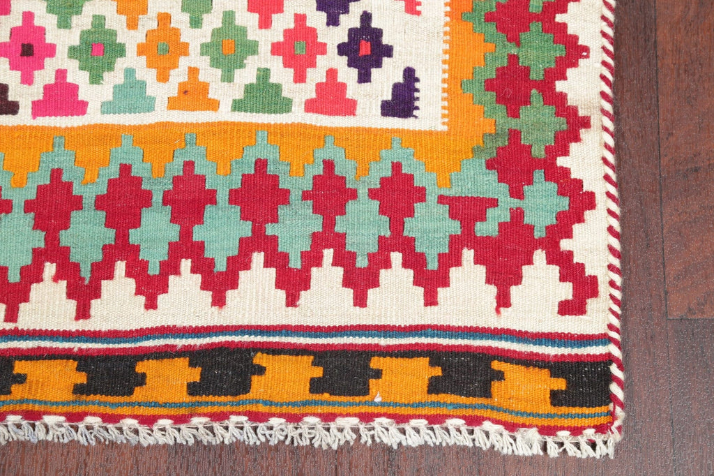 Zig/Zag Design Color-full Kilim Shiraz Persian Hand-Woven 4x7 Wool Area Rug