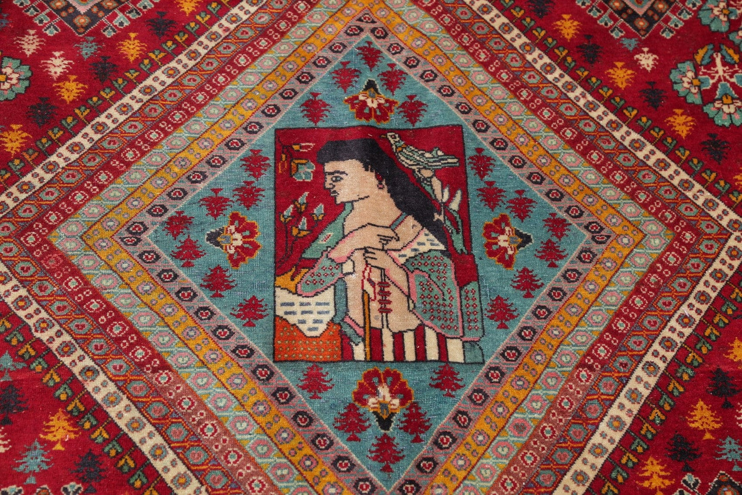 Antique Vegetable Dye Kashkoli Persian Hand-Knotted 7x9 Wool Area Rug