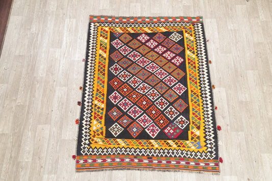 Geometric Kilim Qashqai Persian Hand-Woven 5x7 Wool Area Rug