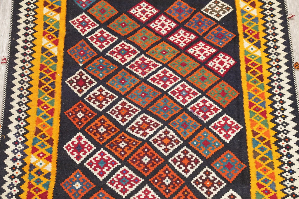 Geometric Kilim Qashqai Persian Hand-Woven 5x7 Wool Area Rug