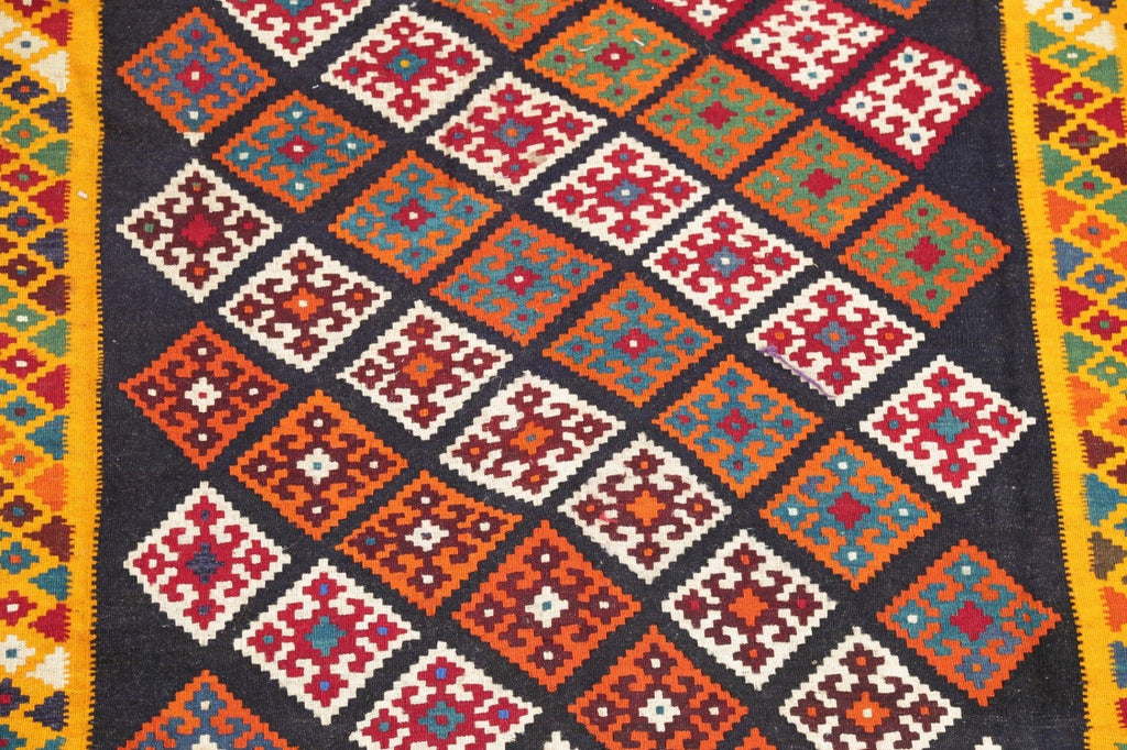 Geometric Kilim Qashqai Persian Hand-Woven 5x7 Wool Area Rug