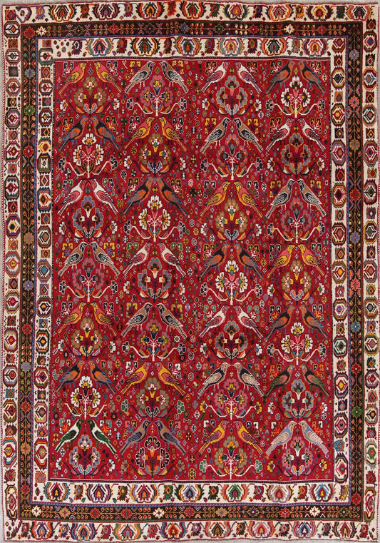 Animal Pictorial Kashkoli Persian Hand-Knotted 7x10 Wool Area Rug