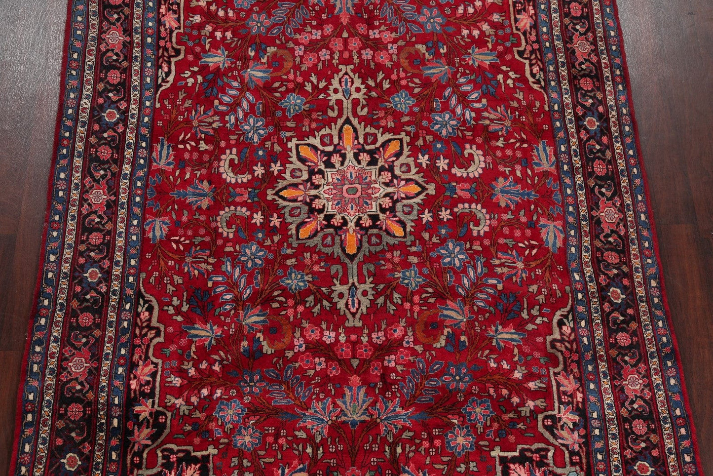 Floral Red Bidjar Persian Hand-Knotted 7x11 Wool Area Rug