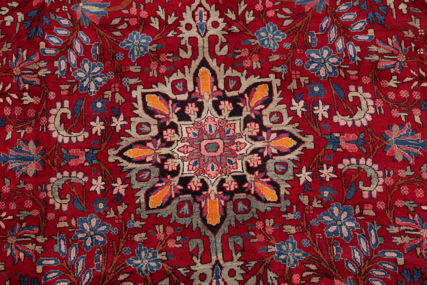 Floral Red Bidjar Persian Hand-Knotted 7x11 Wool Area Rug