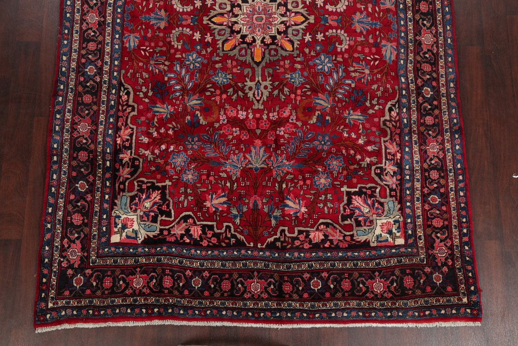 Floral Red Bidjar Persian Hand-Knotted 7x11 Wool Area Rug