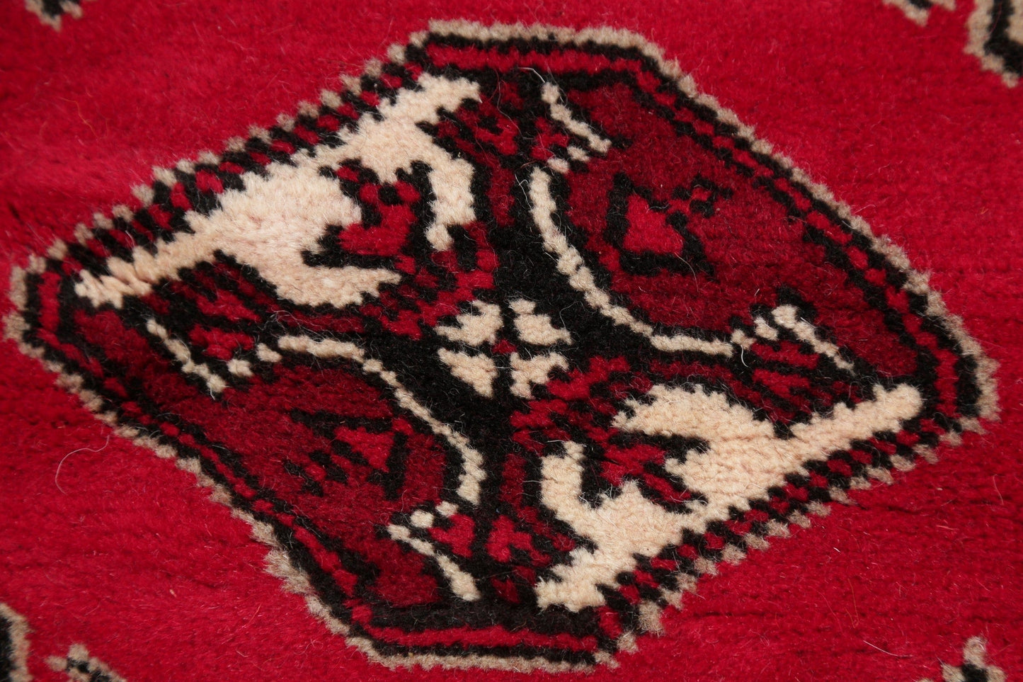 Red Geometric Balouch Persian Hand-Knotted 2x6 Wool Runner Rug