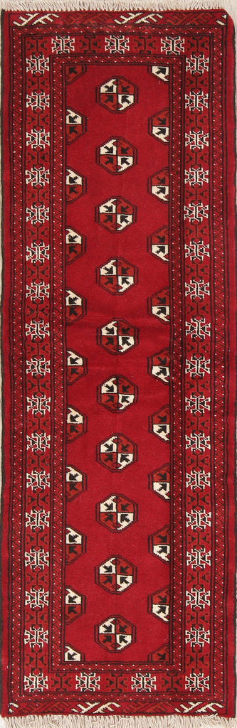 Red Geometric Balouch Persian Runner Rug 2x6