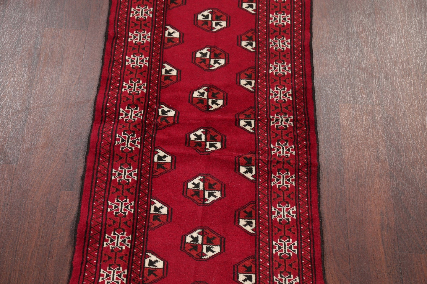 Red Geometric Balouch Persian Runner Rug 2x6