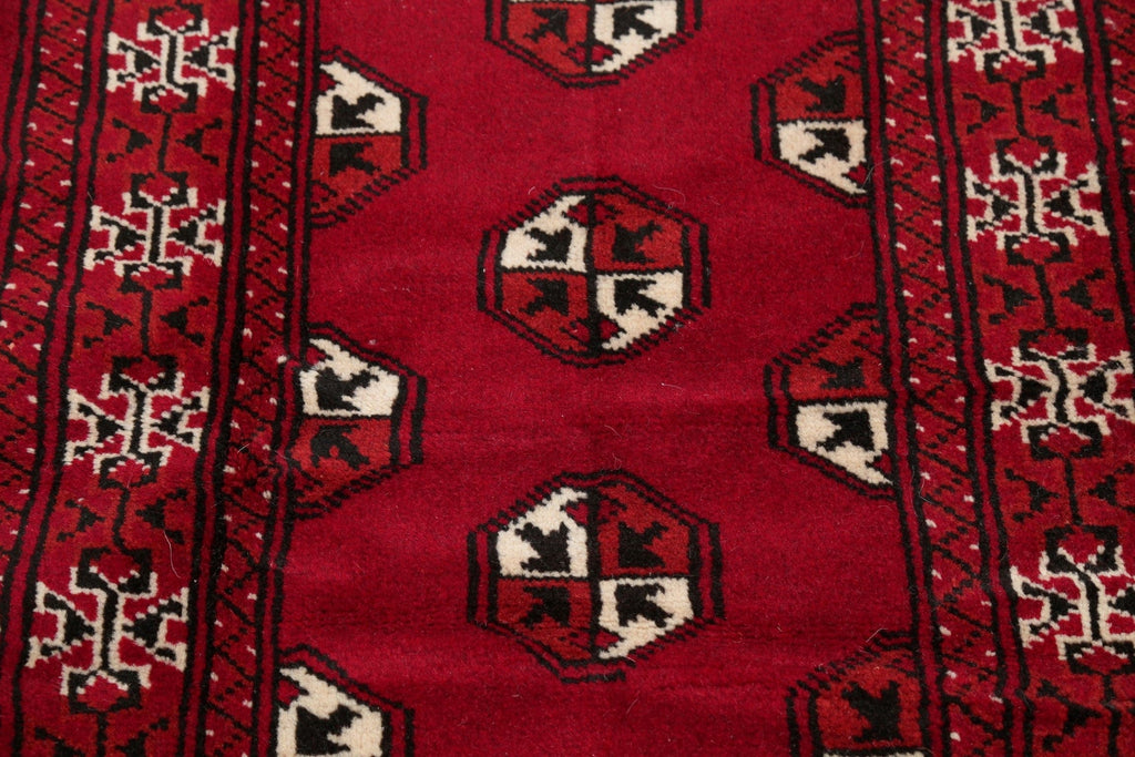 Red Geometric Balouch Persian Runner Rug 2x6