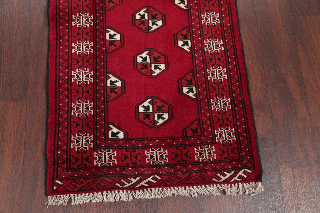 Red Geometric Balouch Persian Runner Rug 2x6