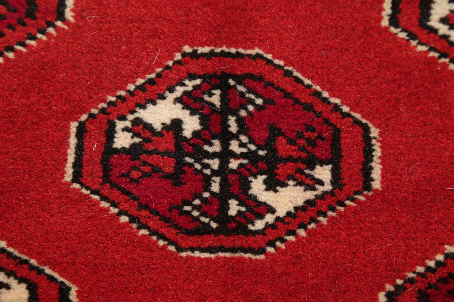 Red Geometric Balouch Persian Hand-Knotted 2x6 Wool Runner Rug