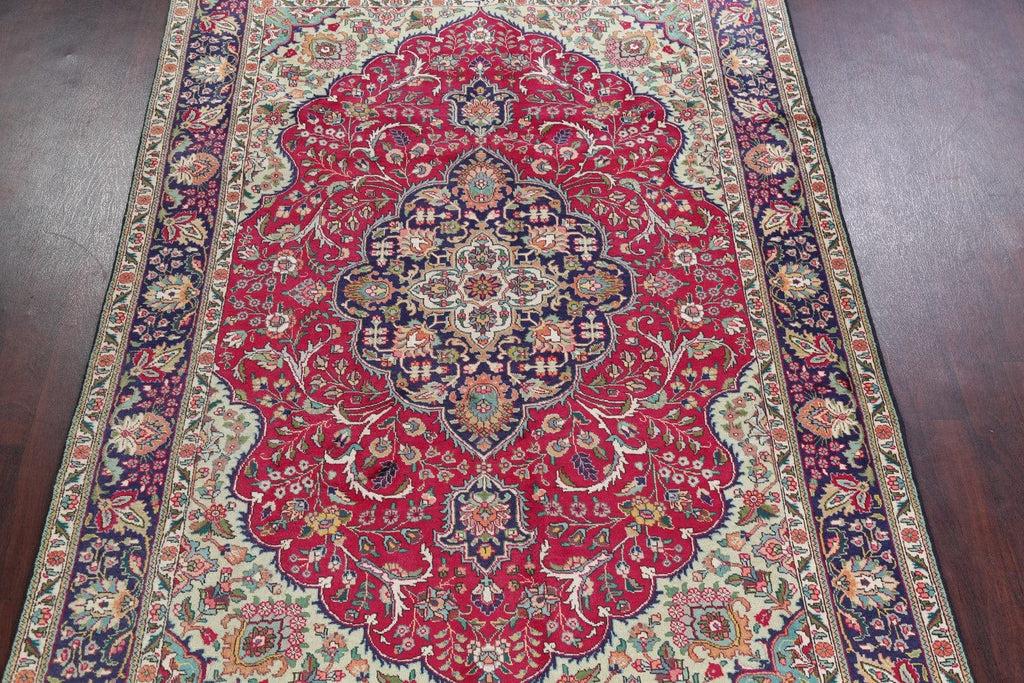 Traditional Floral Tabriz Persian Hand-Knotted 7x10 Wool Area Rug