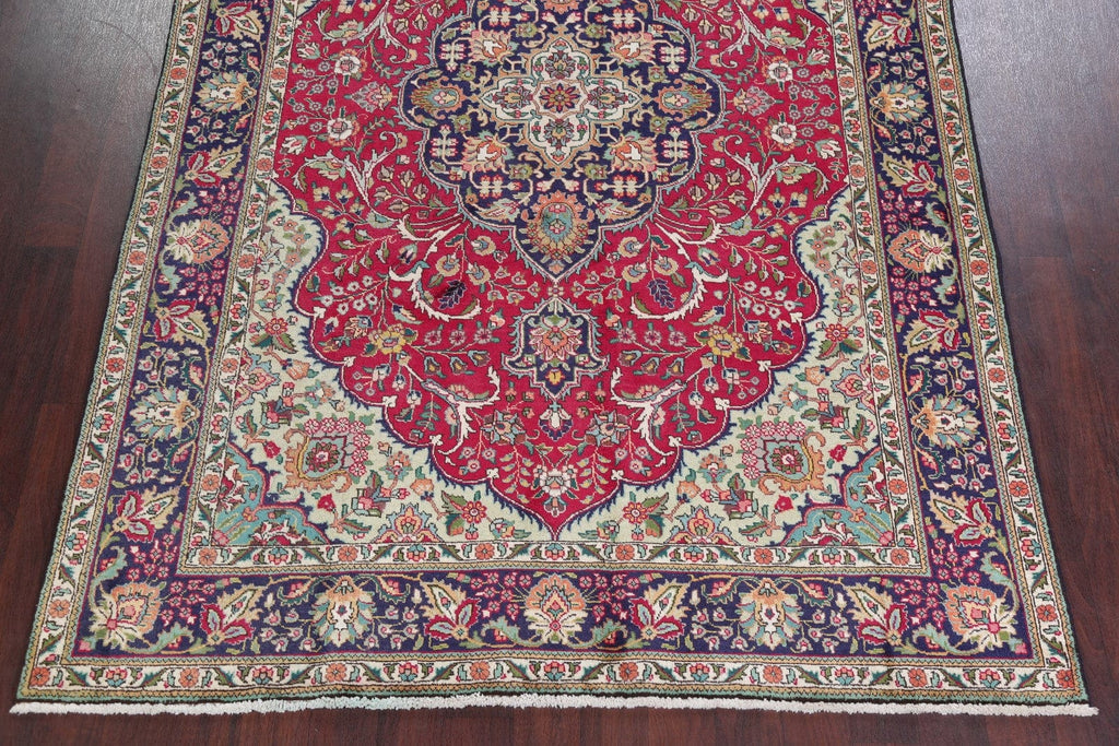 Traditional Floral Tabriz Persian Hand-Knotted 7x10 Wool Area Rug