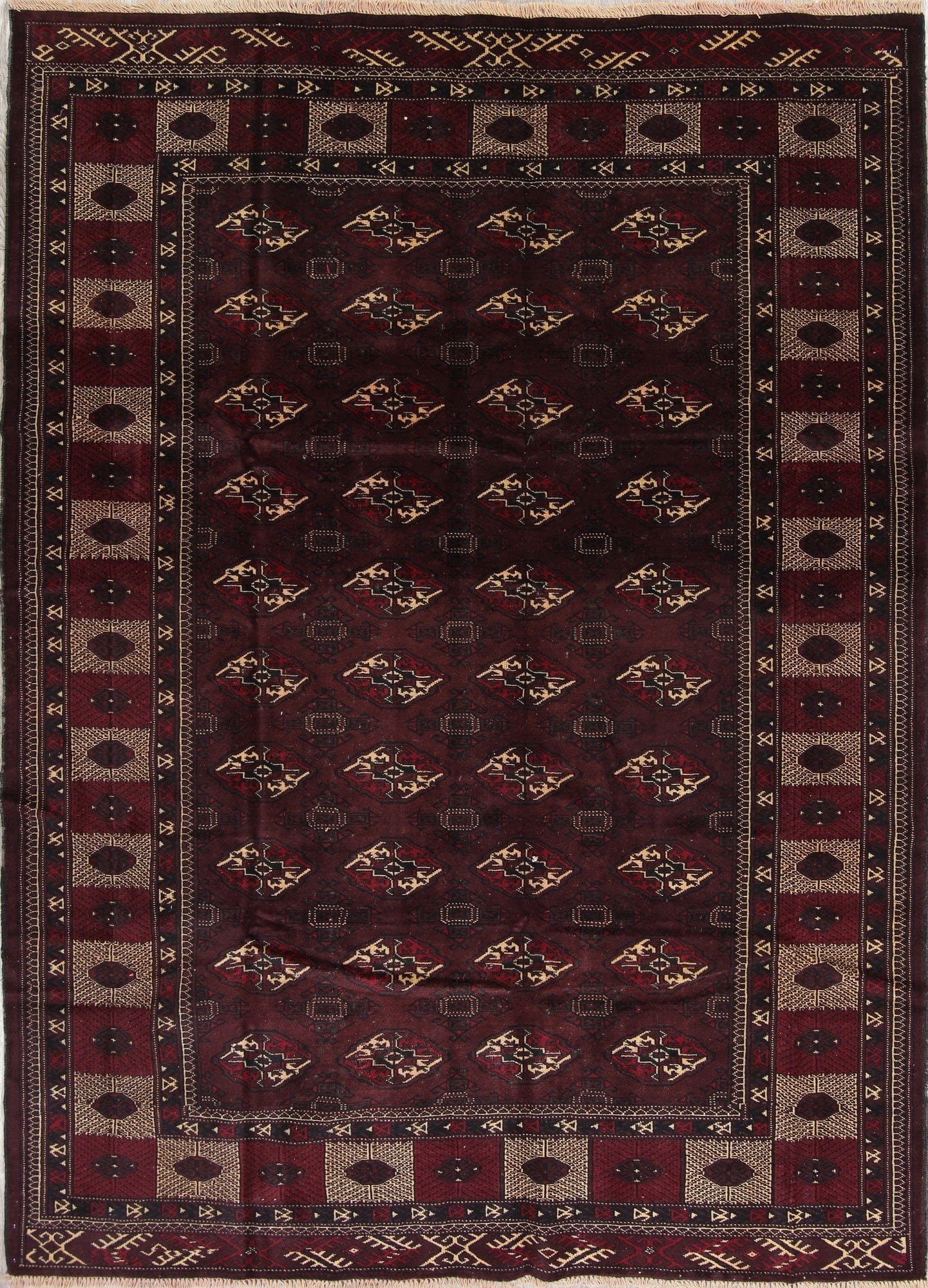 Geometric Balouch Persian Hand-Knotted 7x9 Wool Area Rug