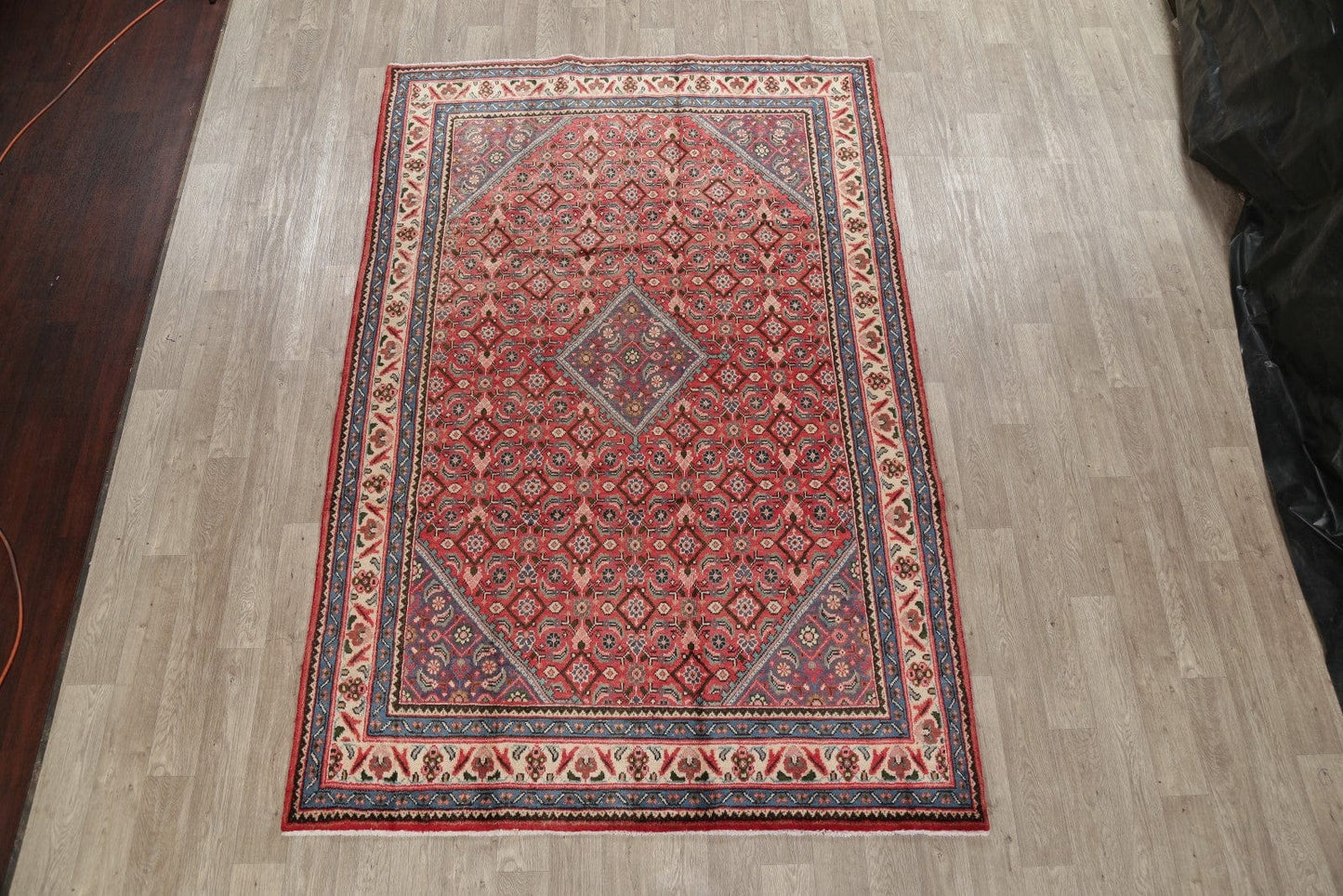 Vintage Geometric Red Mahal Persian Area Rug 6x10