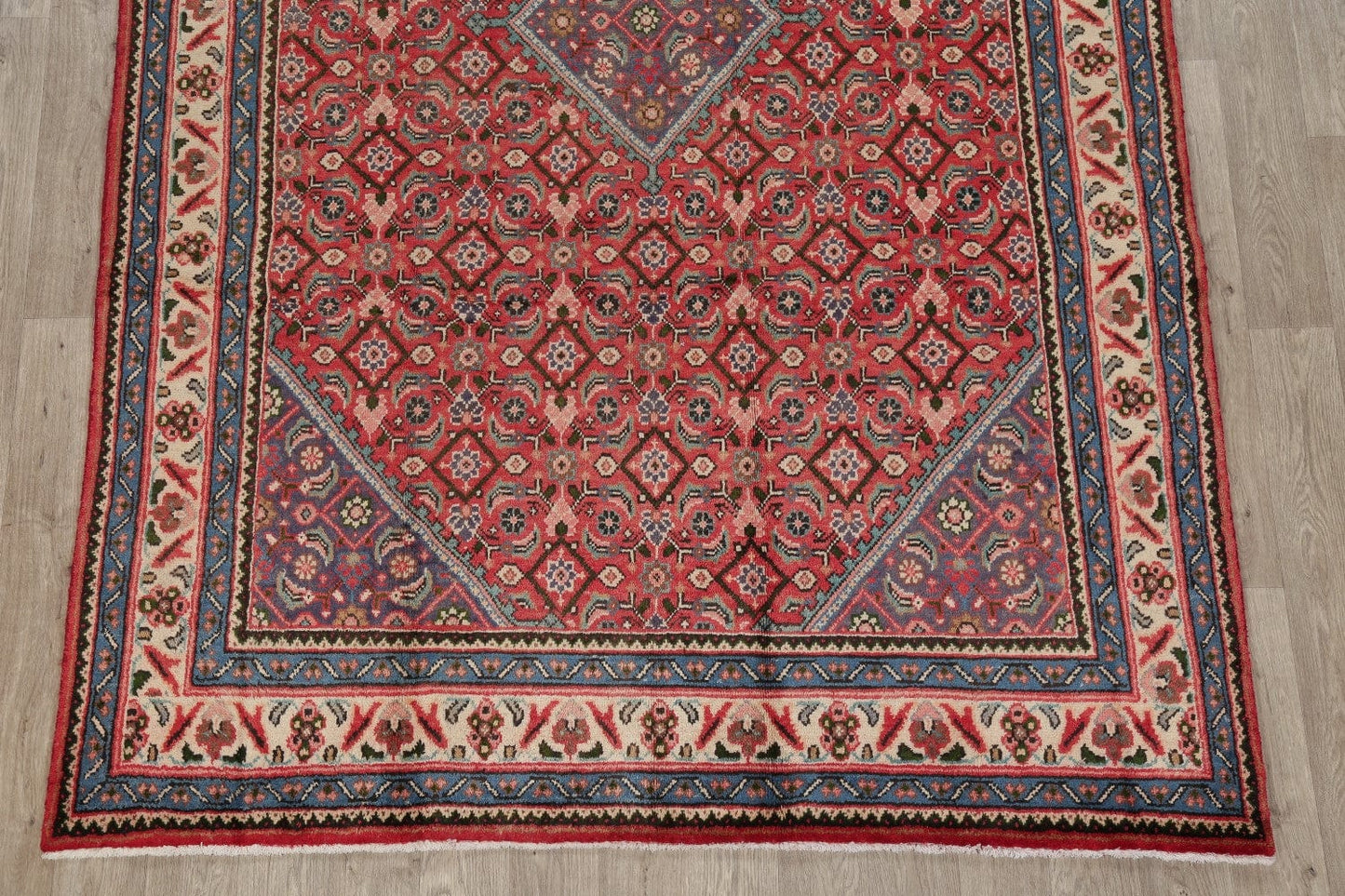 Vintage Geometric Red Mahal Persian Area Rug 6x10