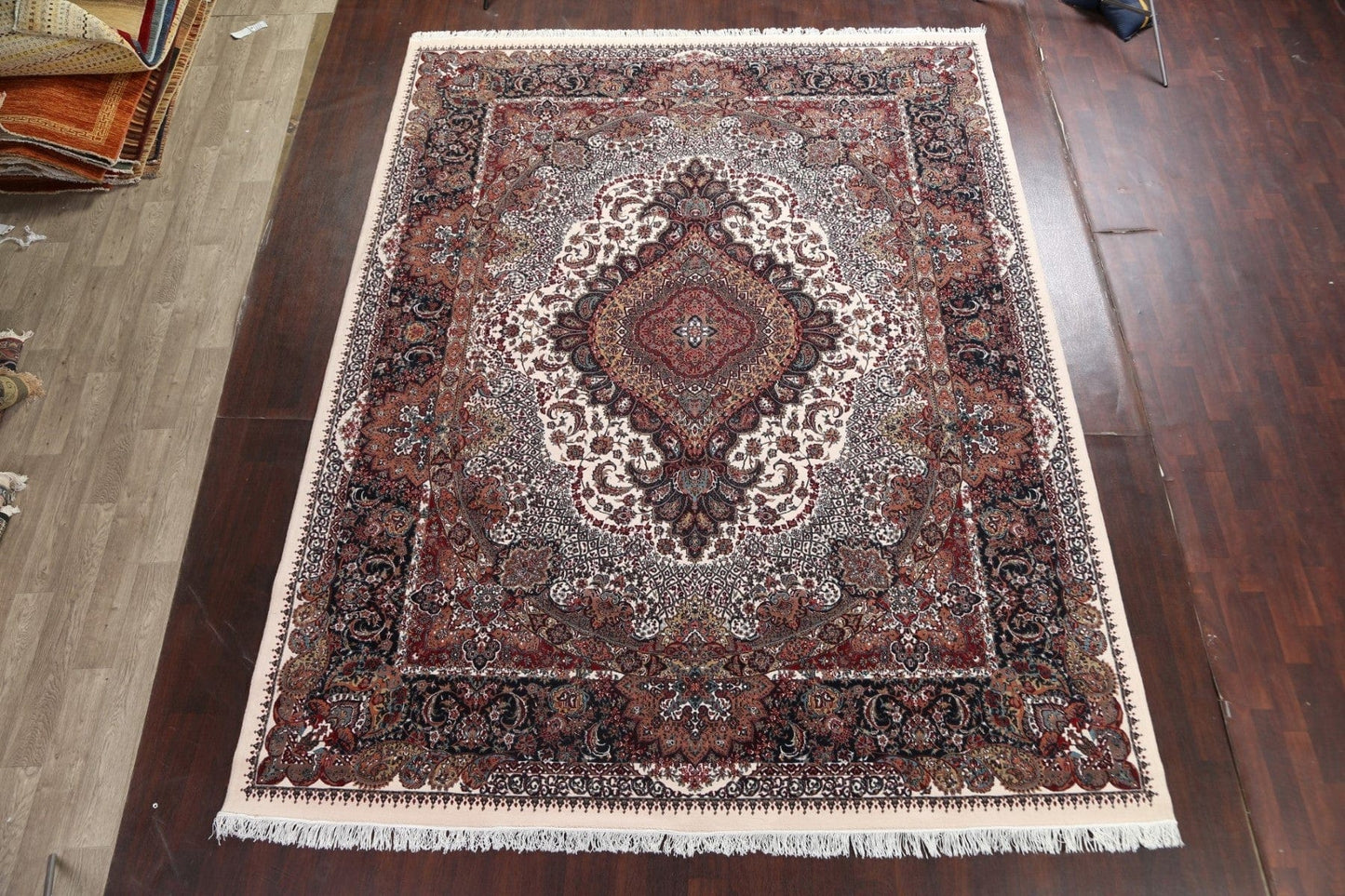 Ivory Tabriz Acrylic Wool Turkish Rug 10x13