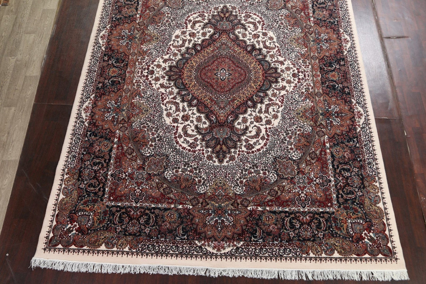 Ivory Tabriz Acrylic Wool Turkish Rug 10x13