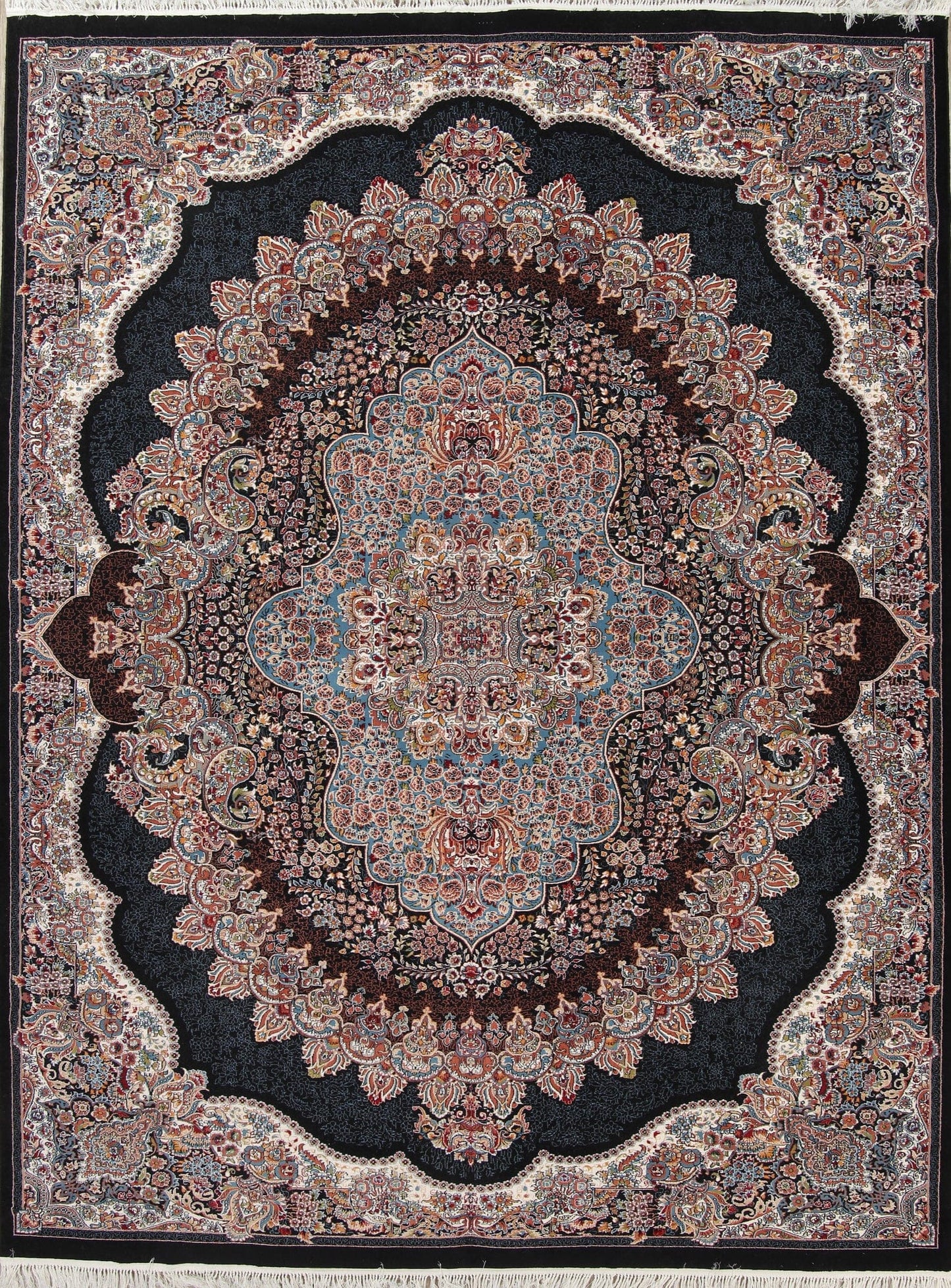 Black Tabriz Turkish Area Rug 10x13