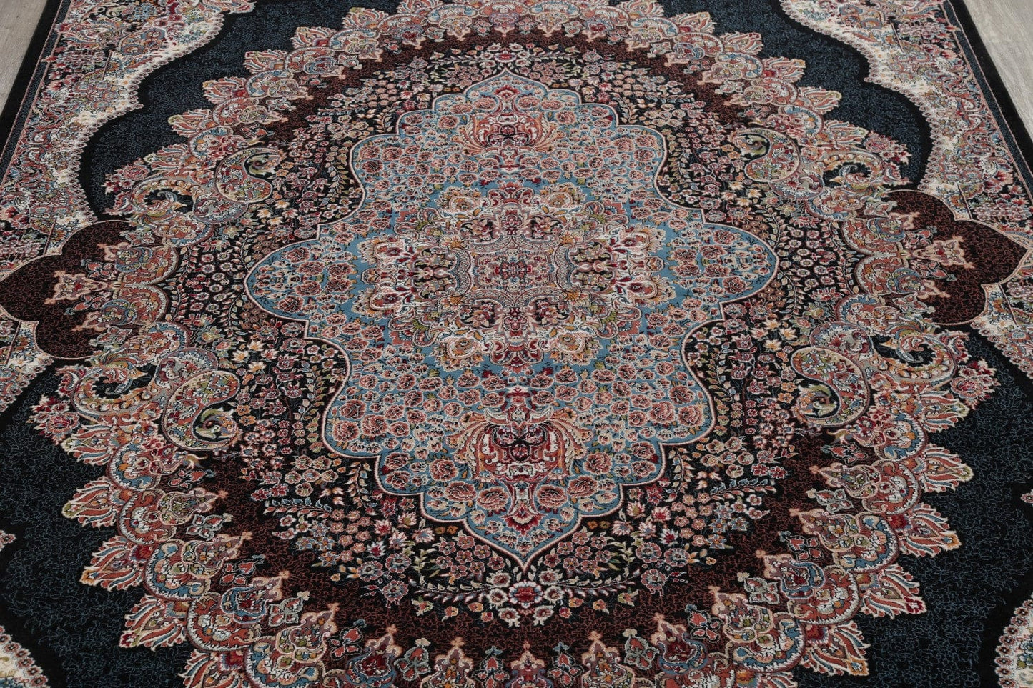 Black Tabriz Turkish Area Rug 10x13