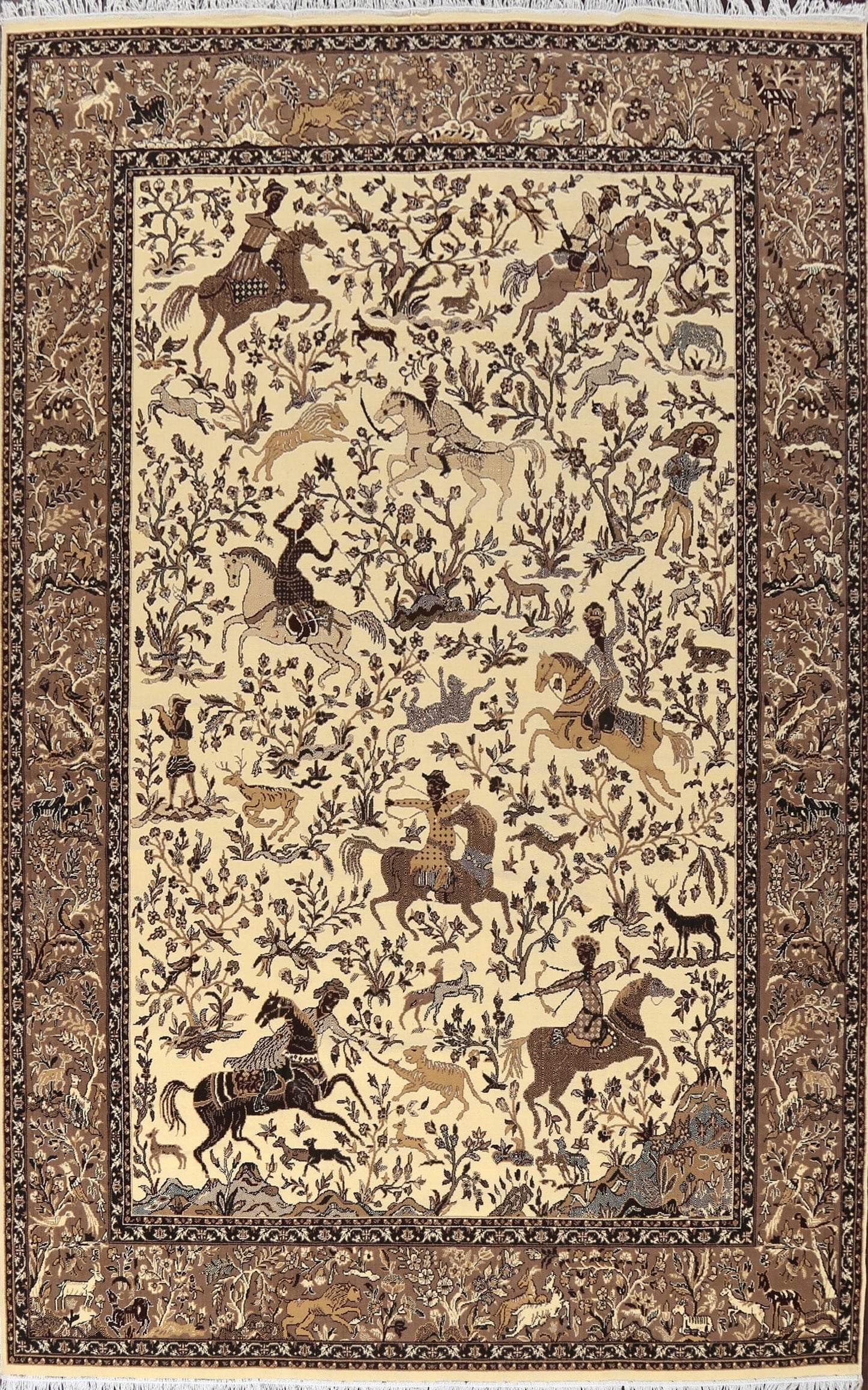 Hunting Design Tabriz Turkish Area Rug 10x13