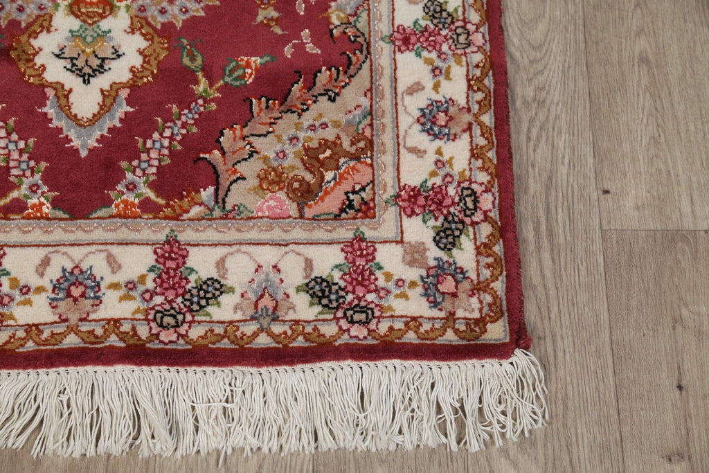 Fine Floral Tabriz Persian Hand-Knotted 3x16 Wool/Silk Runner Rug