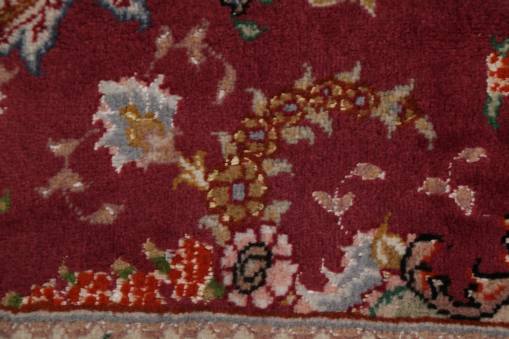 Fine Floral Tabriz Persian Hand-Knotted 3x16 Wool/Silk Runner Rug