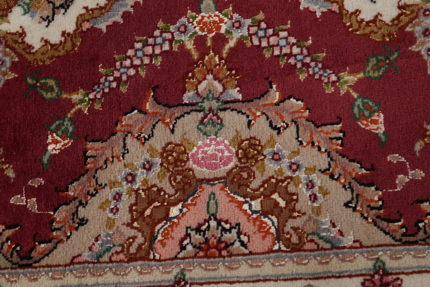 Fine Floral Tabriz Persian Hand-Knotted 3x16 Wool/Silk Runner Rug