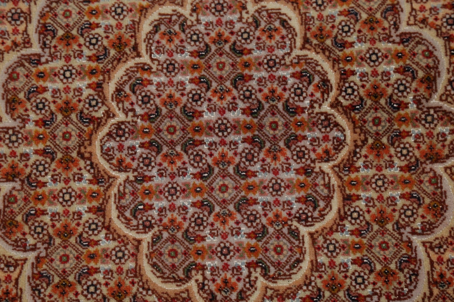 Extra Fine Geometric Tabriz Persian Hand-Knotted 8x12 Wool Silk Area Rug