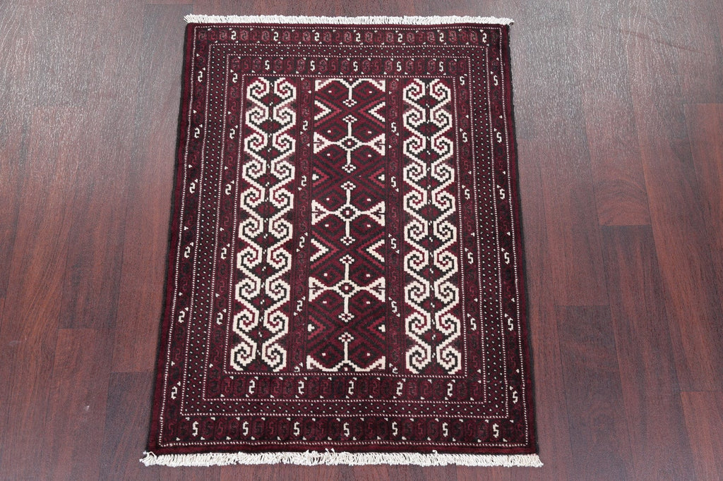 Geometric Balouch Persian Hand-Knotted 3x4 Wool Rug