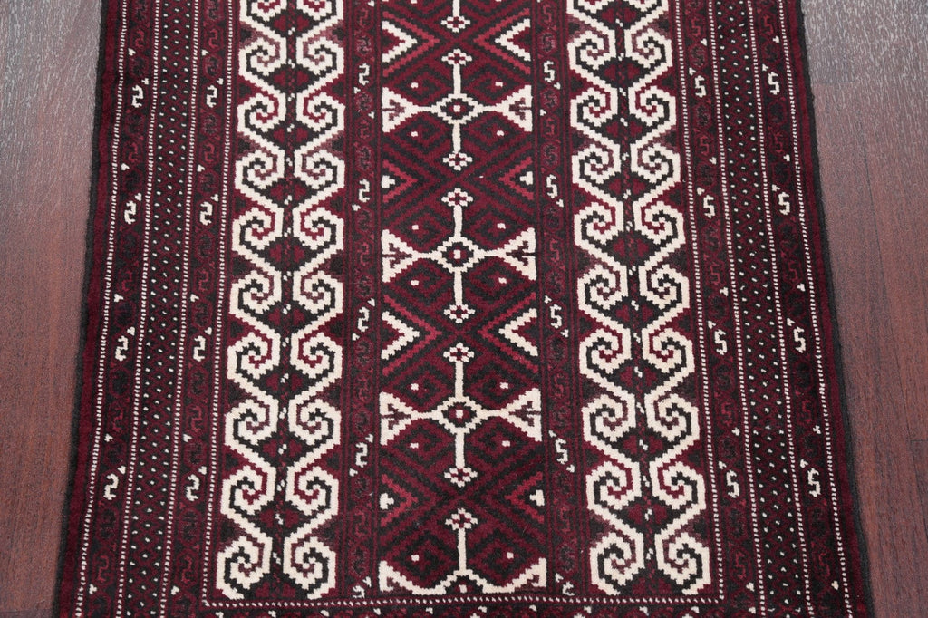 Geometric Balouch Persian Hand-Knotted 3x4 Wool Rug