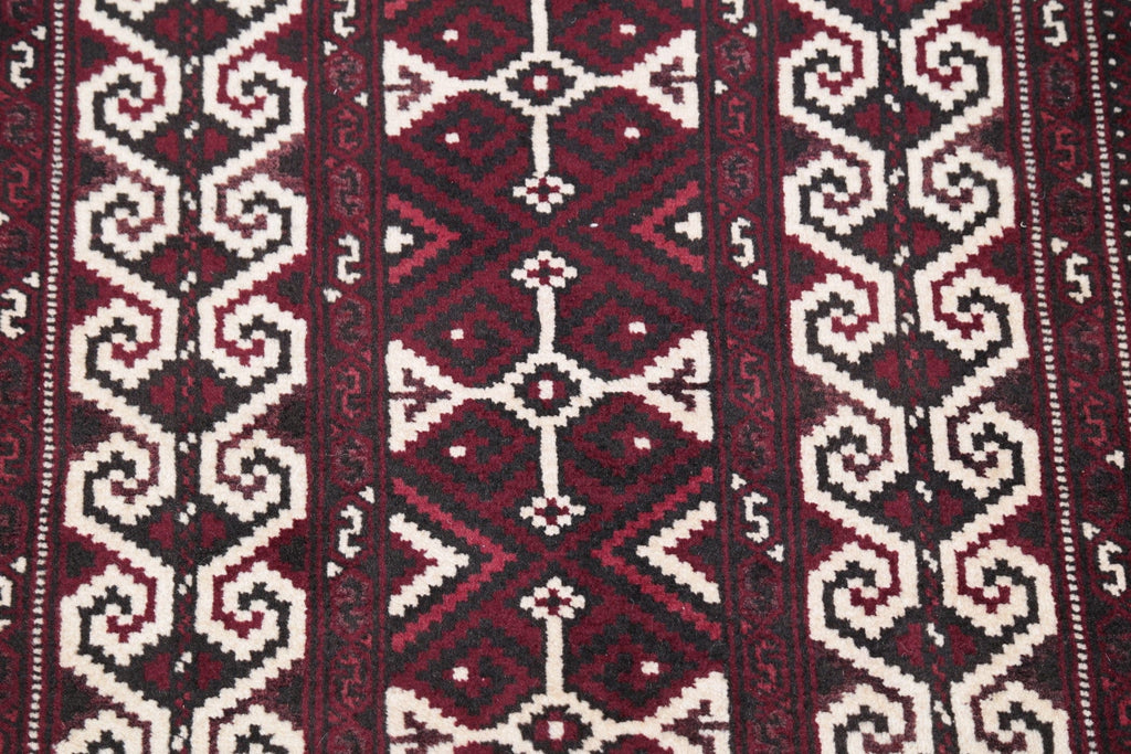 Geometric Balouch Persian Hand-Knotted 3x4 Wool Rug