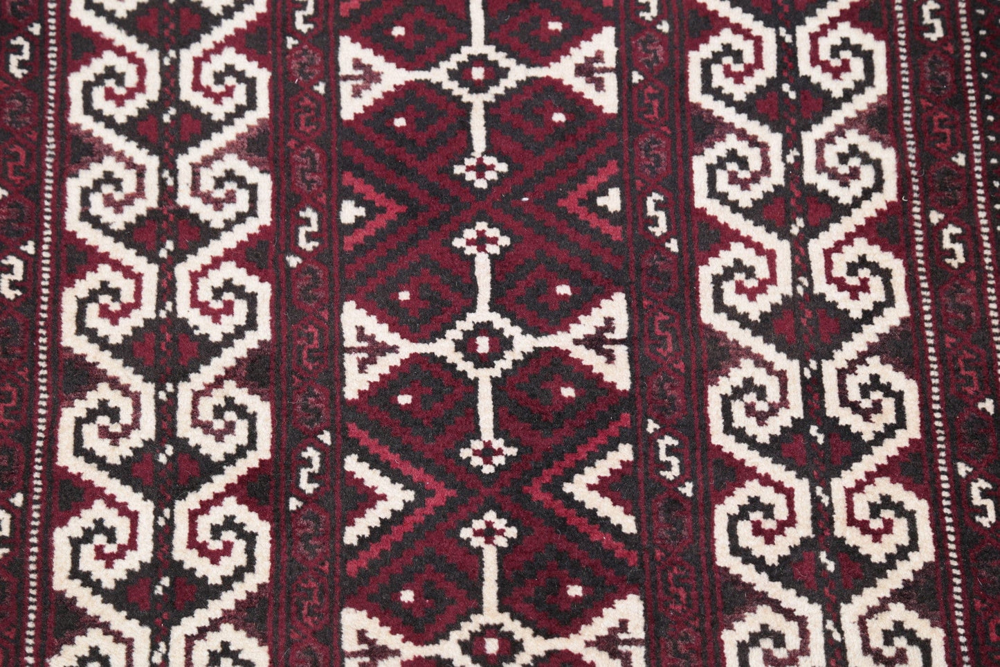 Geometric Balouch Persian Hand-Knotted 3x4 Wool Rug