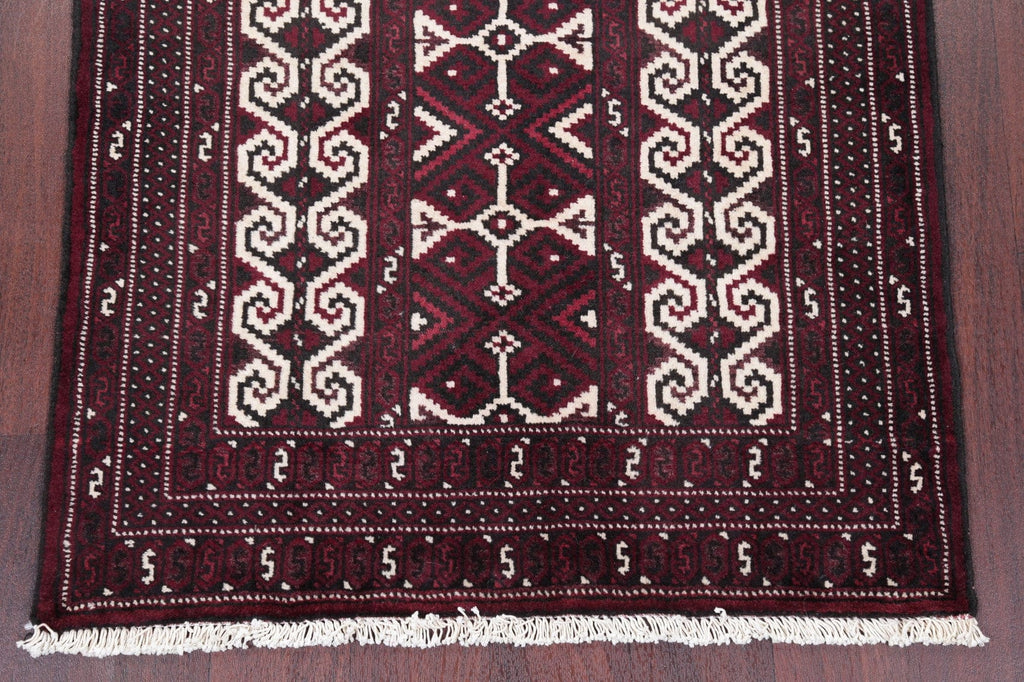 Geometric Balouch Persian Hand-Knotted 3x4 Wool Rug