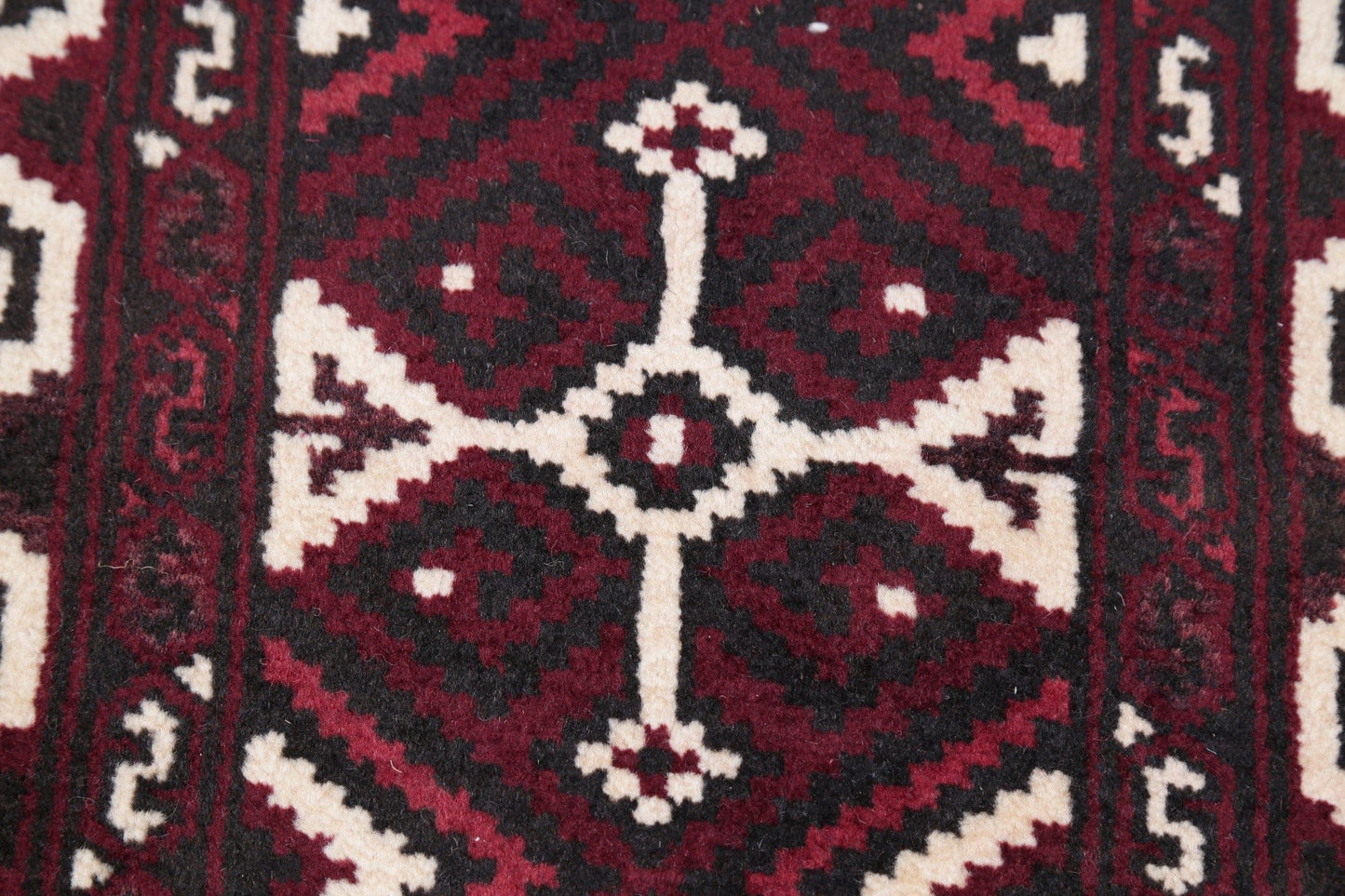 Geometric Balouch Persian Hand-Knotted 3x4 Wool Rug