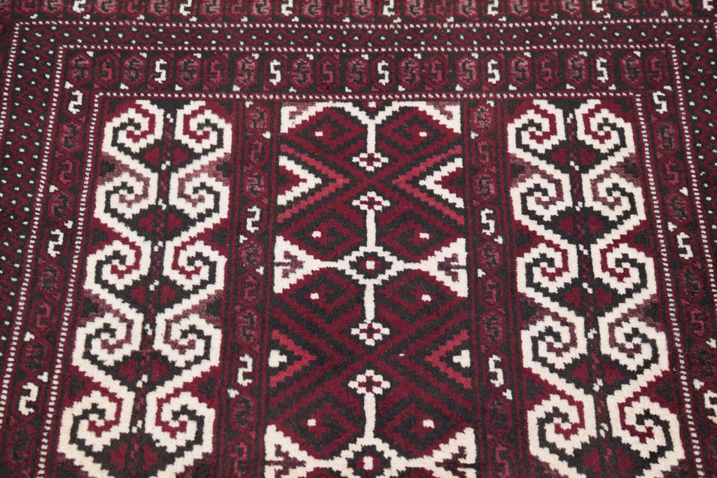 Geometric Balouch Persian Hand-Knotted 3x4 Wool Rug