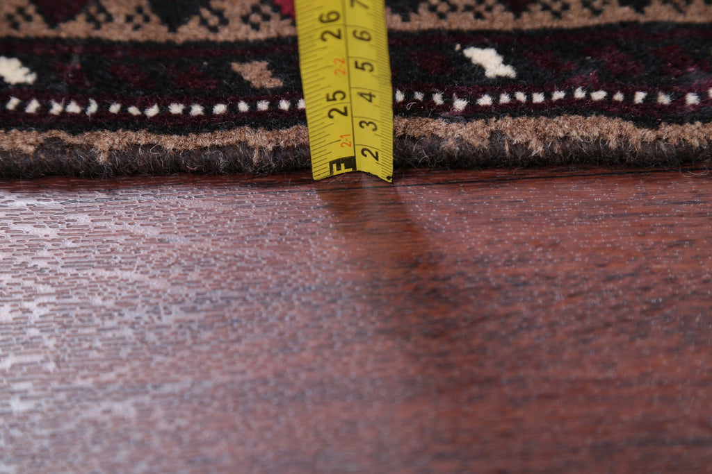 Brown Geometric Balouch Persian Hand-Knotted 3x4 Wool Rug