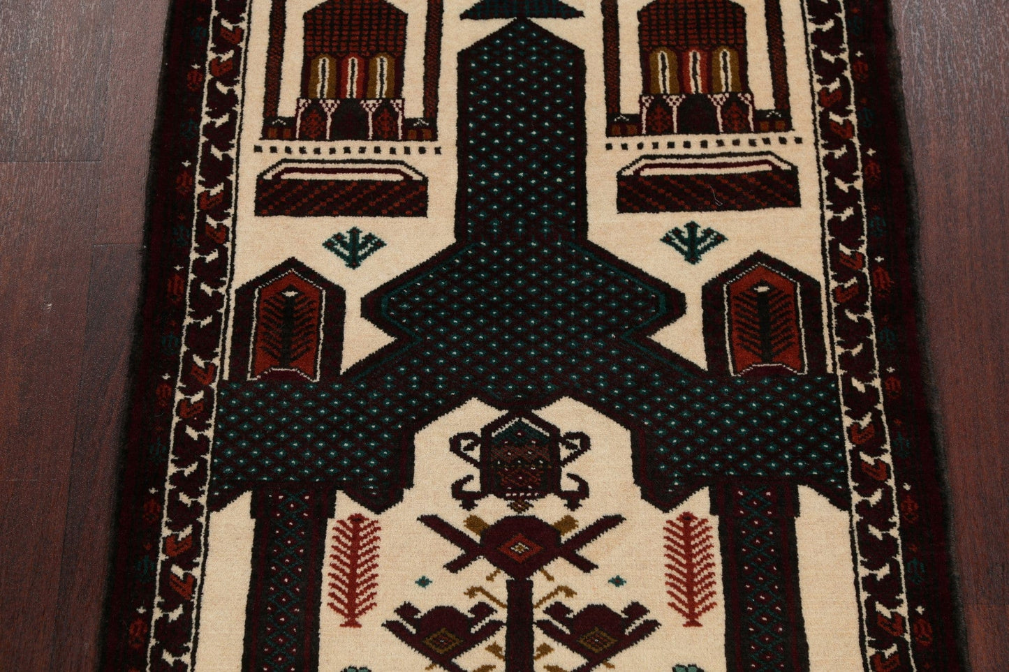 Geometric Balouch Persian Hand-Knotted 3x4 Prayer Rug