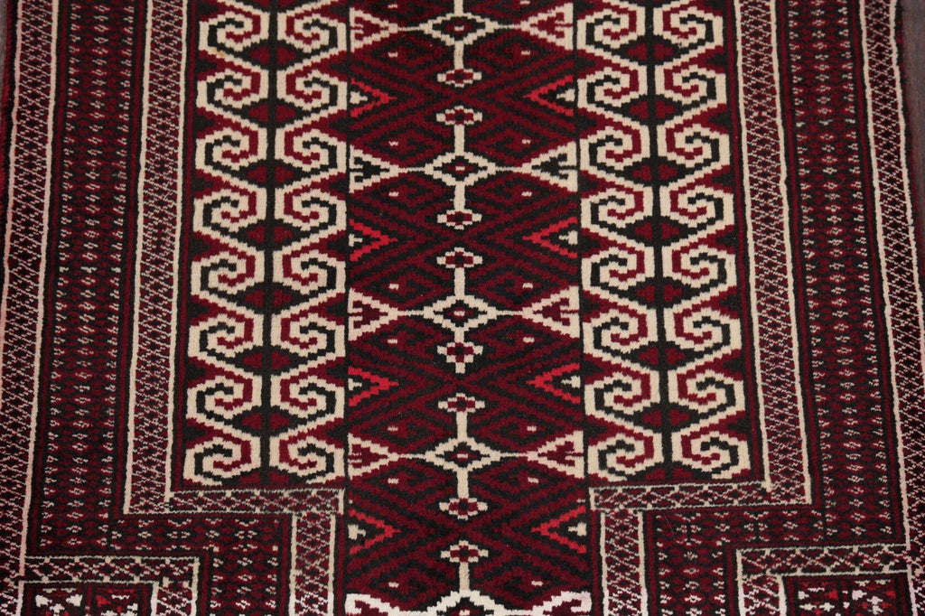 Multi-Colored Geometric Balouch Persian Hand-Knotted 3x4 Wool Rug