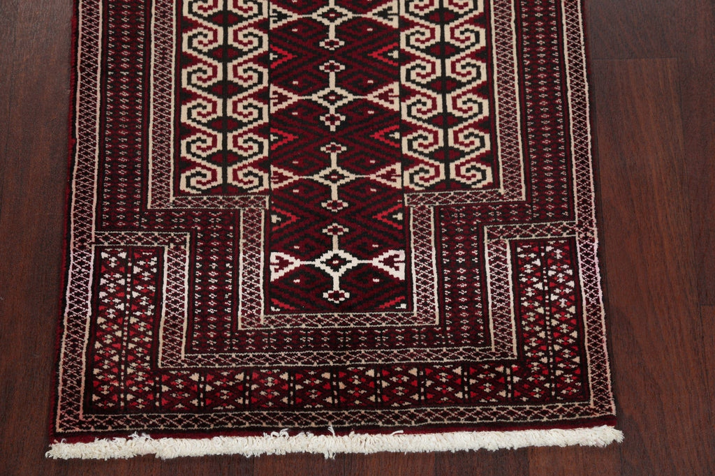 Multi-Colored Geometric Balouch Persian Hand-Knotted 3x4 Wool Rug