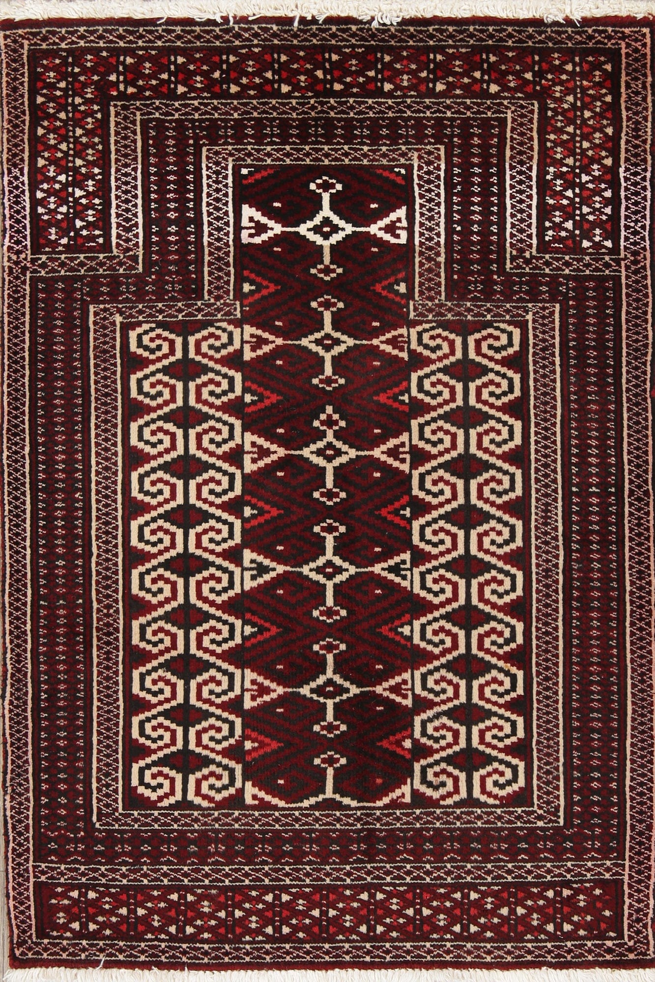 Multi-Colored Geometric Balouch Persian Hand-Knotted 3x4 Wool Rug