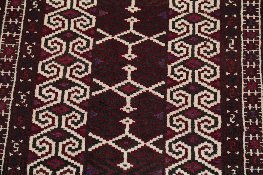 Multi-Colored Geometric Balouch Persian Hand-Knotted 3x4 Wool Rug